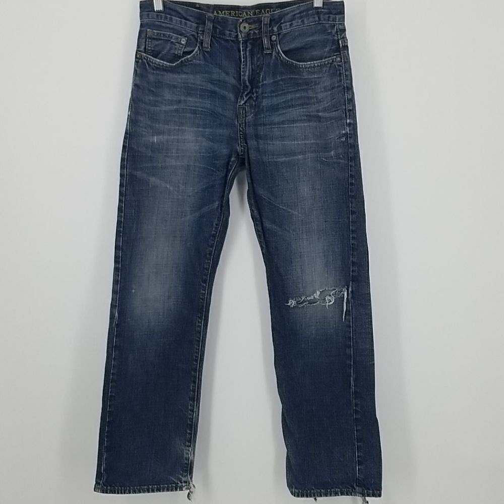 AEO Relaxed Straight Leg Distressed Jeans 28/30